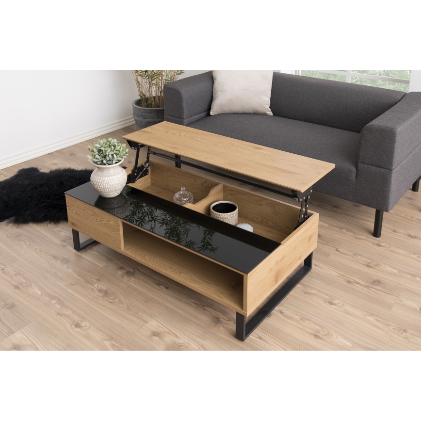 Soffbord med lyftbar bordsskiva ENZO 110x60 cm svart/ek