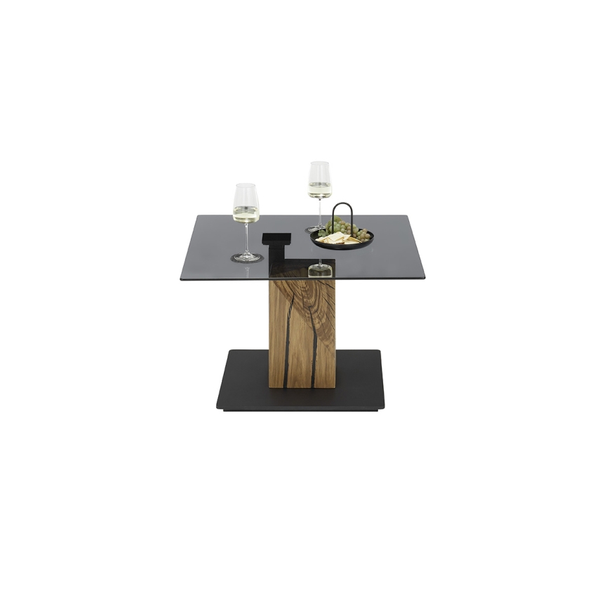 Soffbord med lyftbar bordsskiva VENTO rökfärgad/ek/svart