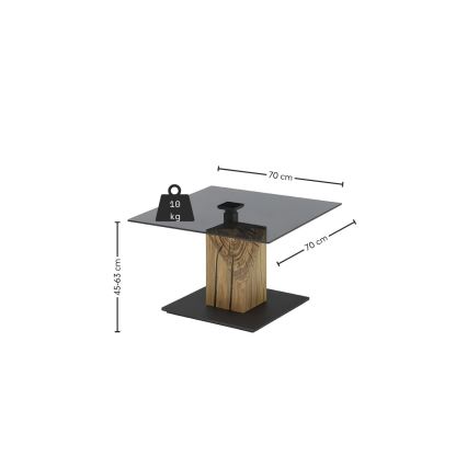 Soffbord med lyftbar bordsskiva VENTO rökfärgad/ek/svart