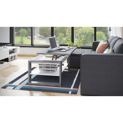 Soffbord med lyftbar skiva och hylla NEA betonggrå/vit