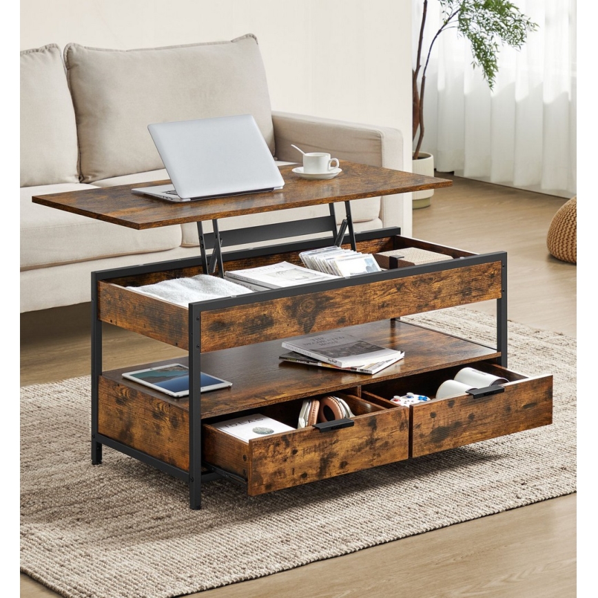 Soffbord med lyftskiva NYRO brun/svart