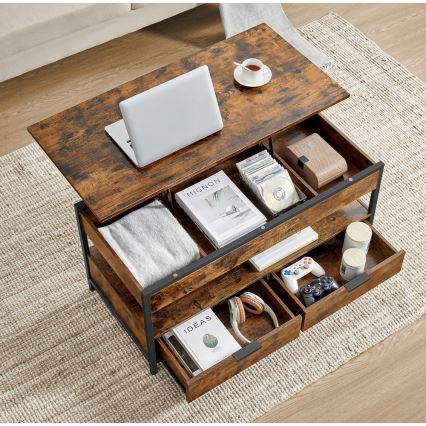 Soffbord med lyftskiva NYRO brun/svart