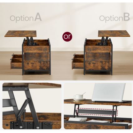 Soffbord med lyftskiva NYRO brun/svart