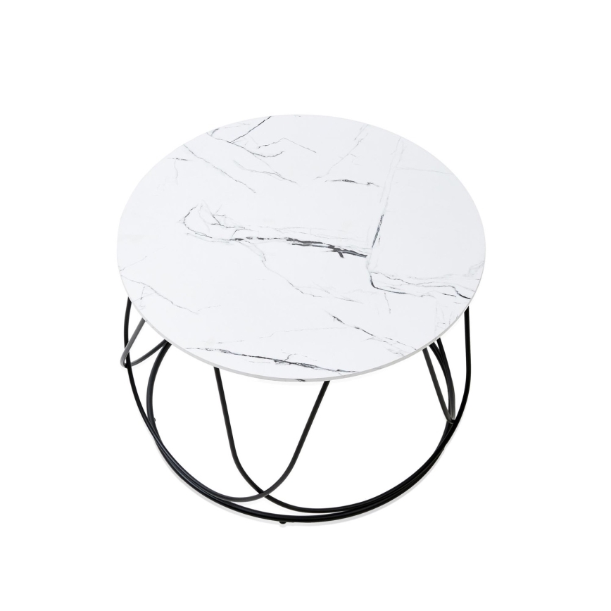 Soffbord NUBIRA 41x60 cm svart/marmordekor