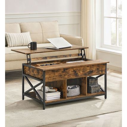 Soffbord NYRO med lyftbar bordsskiva, brun/svart