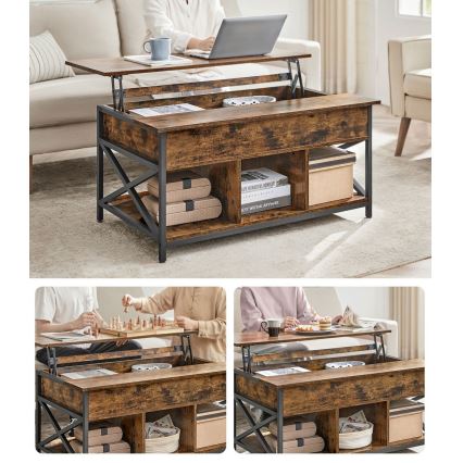 Soffbord NYRO med lyftbar bordsskiva, brun/svart