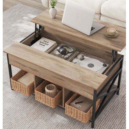 Soffbord NYRO med lyftbar bordsskiva, brun/svart