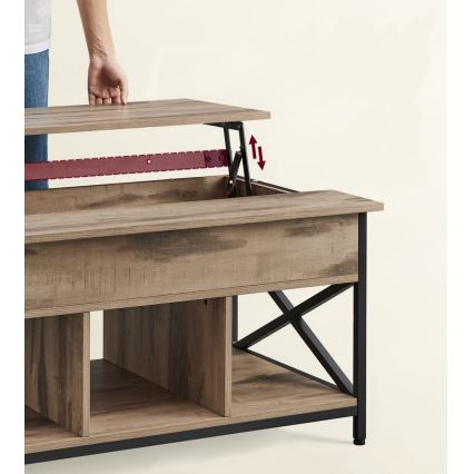 Soffbord NYRO med lyftbar bordsskiva, brun/svart