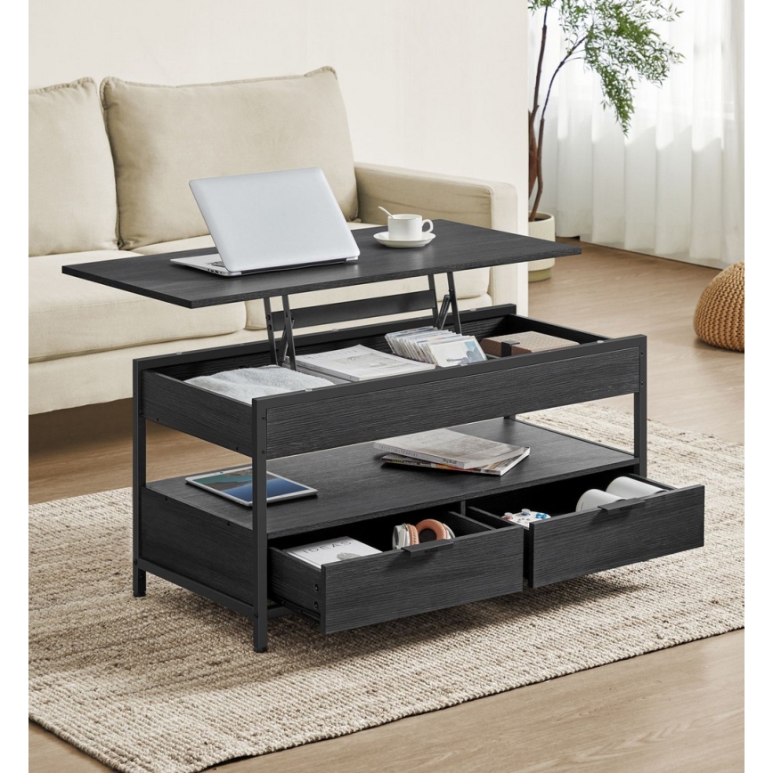 Soffbord NYRO med lyftbar bordsskiva, svart