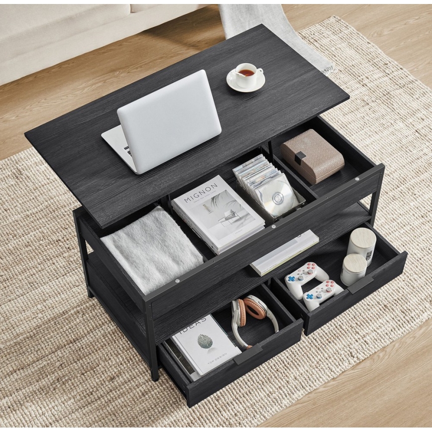 Soffbord NYRO med lyftbar bordsskiva, svart