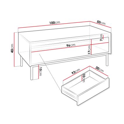 Soffbord OZMI 40x100 cm svart