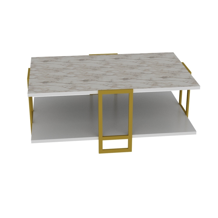 Soffbord POLKA 36,6x91,5 cm guld/vit