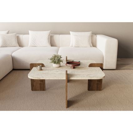 Soffbord PURO 90x90 cm beige/valnöt