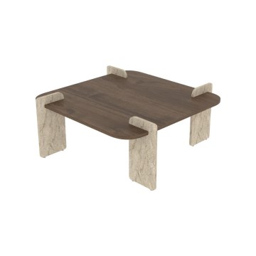Soffbord PURO 90x90 cm valnöt/travertin