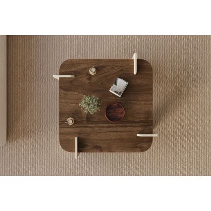 Soffbord PURO 90x90 cm valnöt/travertin