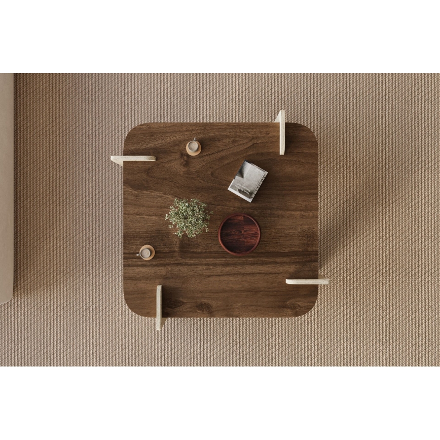 Soffbord PURO 90x90 cm valnöt/travertin