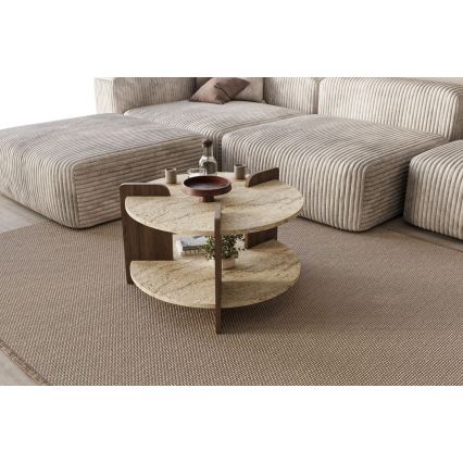 Soffbord PURO Ø 70 cm travertin/valnöt