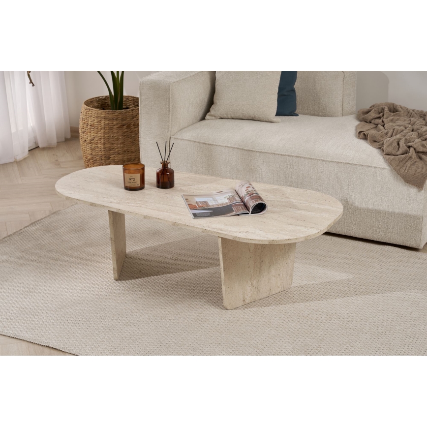 Soffbord ROND 130x65 cm beige
