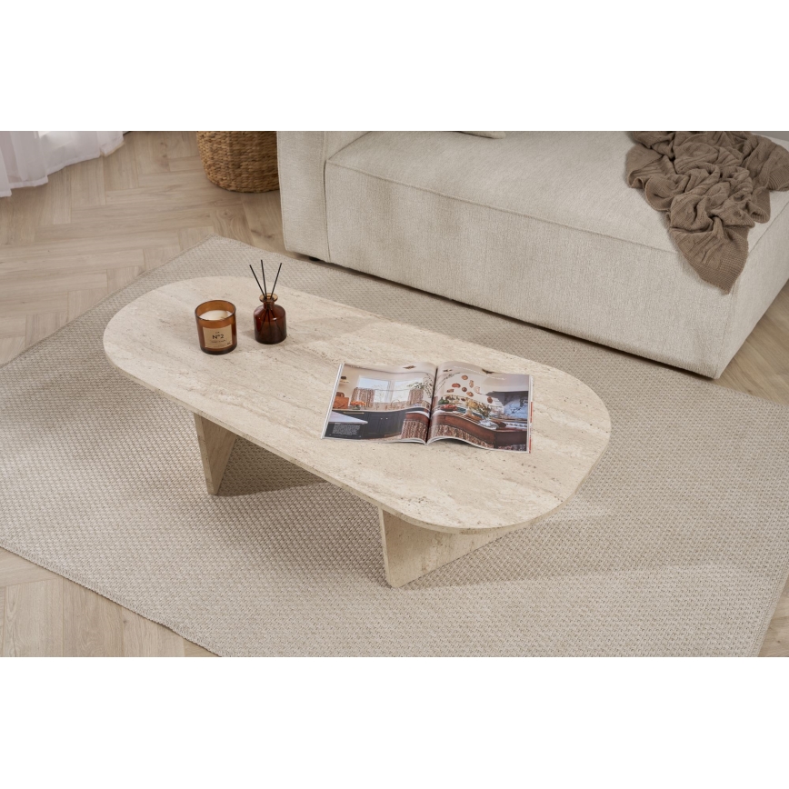 Soffbord ROND 130x65 cm beige