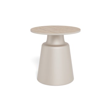 Soffbord SANTORINI Ø 45 cm travertin/grå/keramik