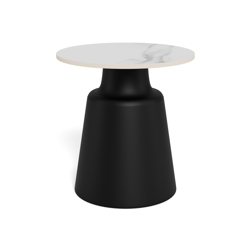 Soffbord SANTORINI Ø 45 cm travertin/svart/keramik