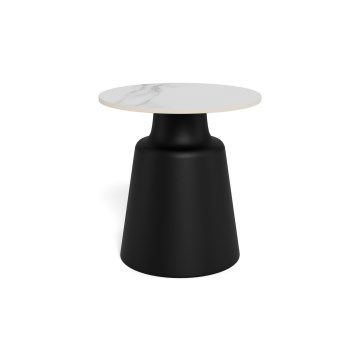 Soffbord SANTORINI Ø 45 cm vit/svart/keramik