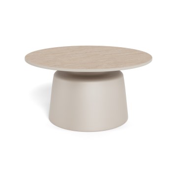 Soffbord SANTORINI Ø 70 cm travertin/grå/keramik