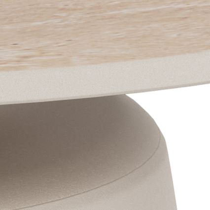 Soffbord SANTORINI Ø 70 cm travertin/grå/keramik