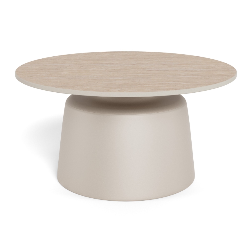 Soffbord SANTORINI Ø 70 cm travertin/grå/keramik