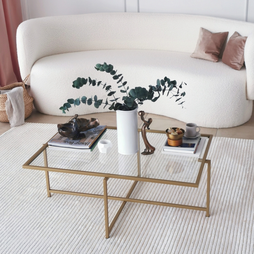 Soffbord SOL 35x94 cm guld/genomskinlig