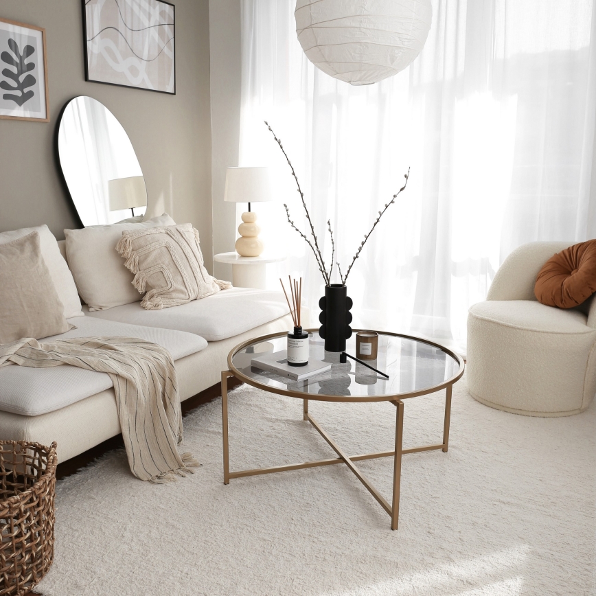 Soffbord SOL 40x83 cm guld/genomskinlig