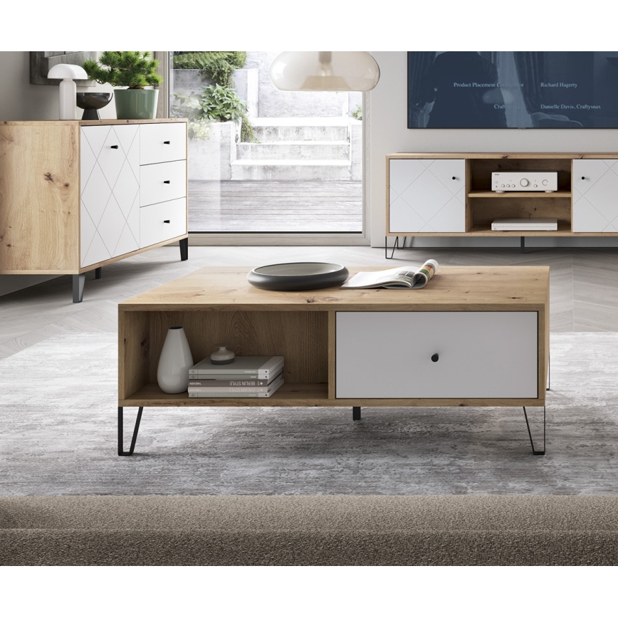 Soffbord SULA ek artisan/vit