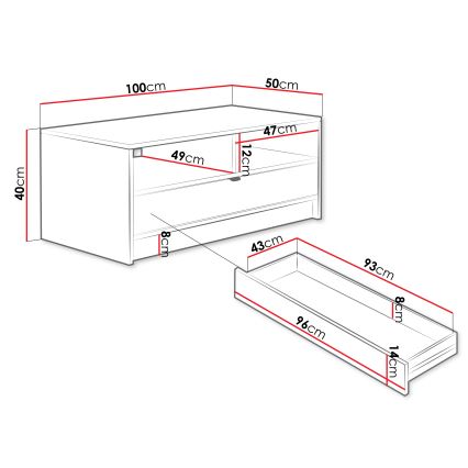 Soffbord TIRENO 40x100 cm svart