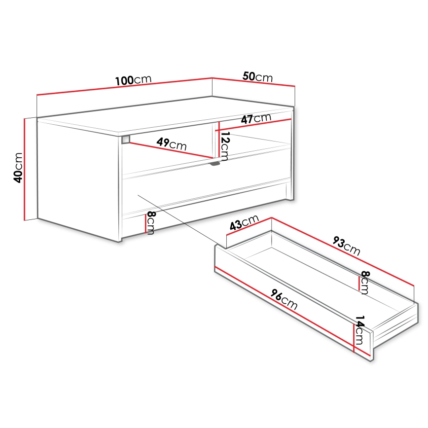 Soffbord TIRENO 40x100 cm svart