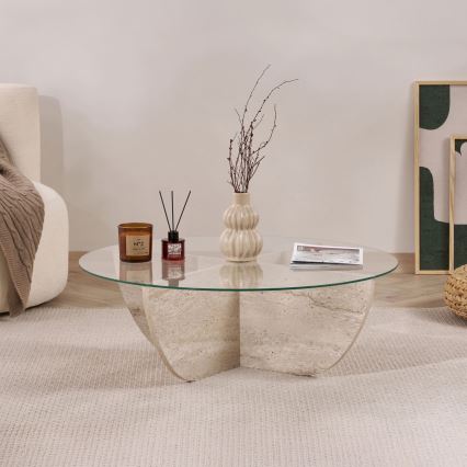 Soffbord VERE Ø 90 cm beige/klar