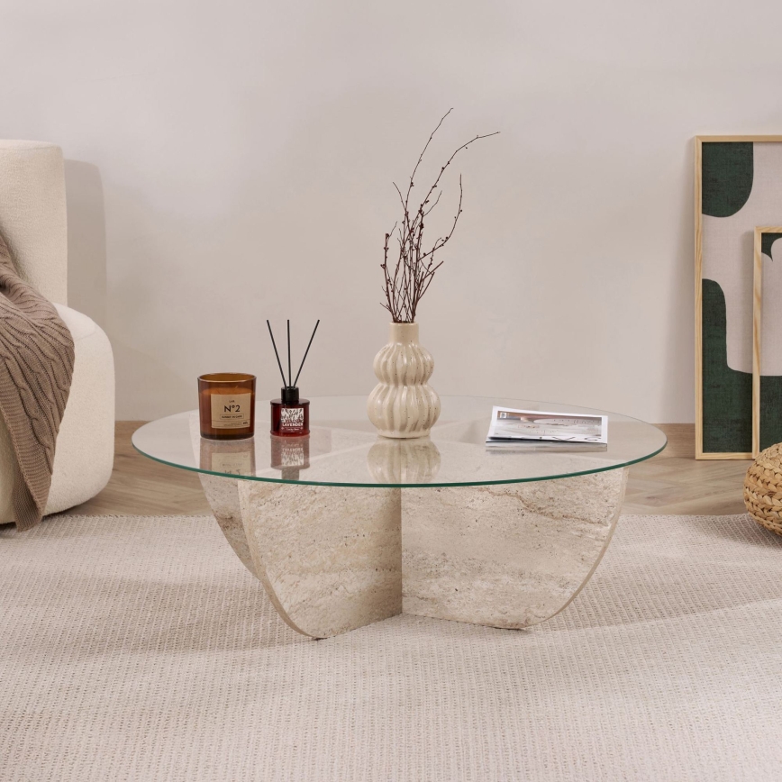 Soffbord VERE Ø 90 cm beige/klar