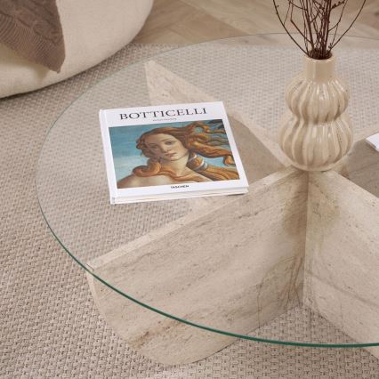 Soffbord VERE Ø 90 cm beige/klar