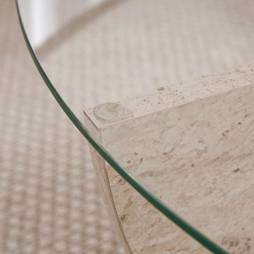 Soffbord VERE Ø 90 cm beige/klar