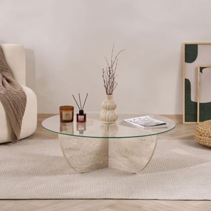 Soffbord VERE Ø 90 cm beige/klar