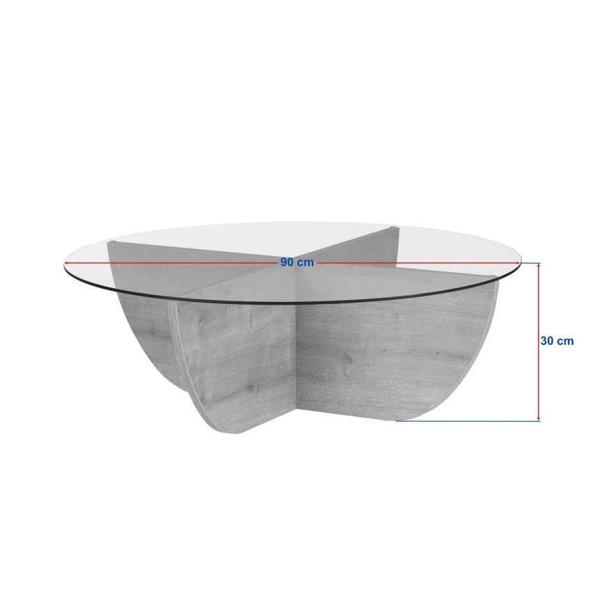 Soffbord VERE Ø 90 cm beige/klar