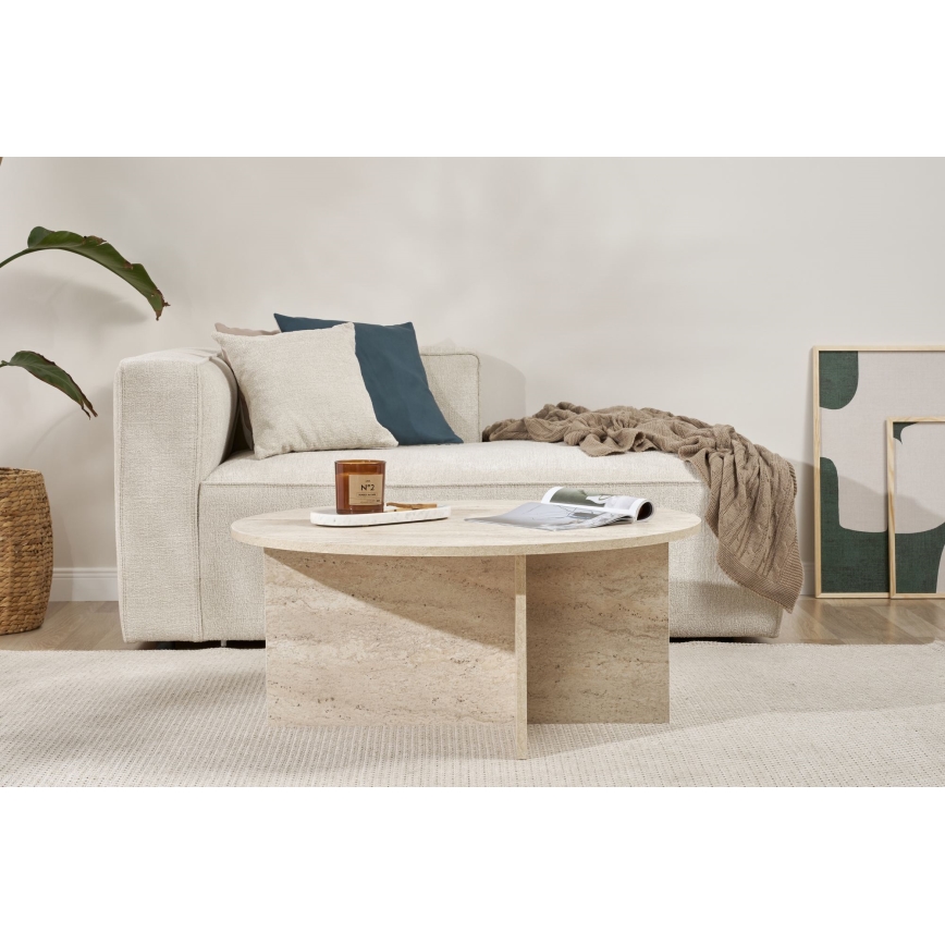 Soffbord VERUM Ø 90 cm i travertin