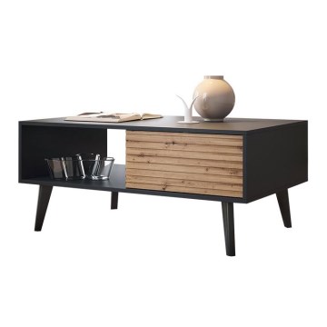 Soffbord WILLOW 46x104 cm svart/ek artisan