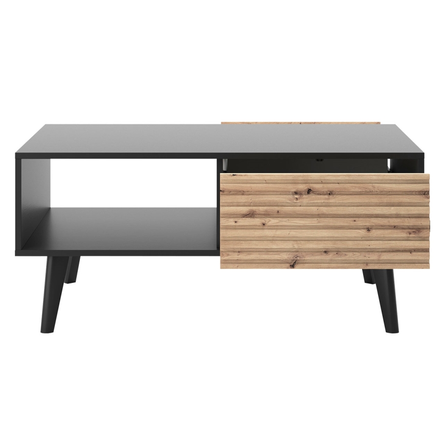 Soffbord WILLOW 46x104 cm svart/ek artisan