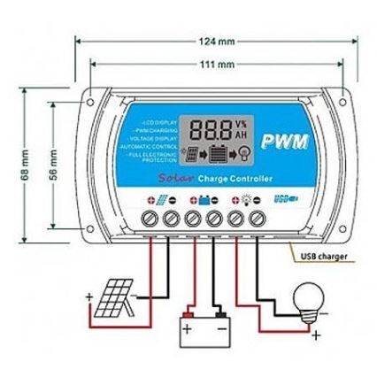 Solar charging regulator PWM 12-24V/20A