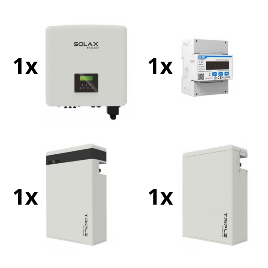 Solarsystem: 10 kW SOLAX växelriktare 3-fas + 11,6 kWh TRIPLE Power batteri V2 + elmätare 3-fas