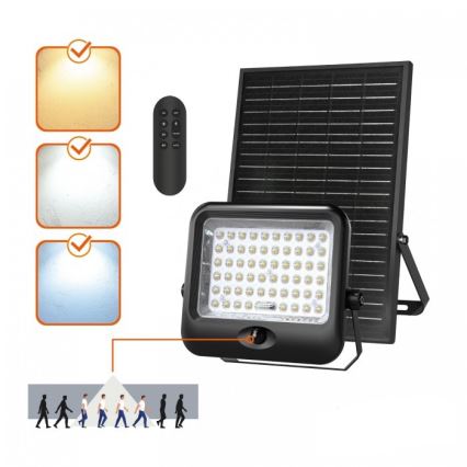 LED-solcellsstrålkastare med sensor MHCS LED/20W/3,2V 3000/4000/6500K IP65 10000 mAh + fjärrkontroll