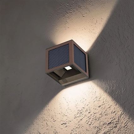 LED solcellsdriven vägglampa med sensor LED/9W/3,7V 3000/4000/6000K IP65 2600 mAh brun