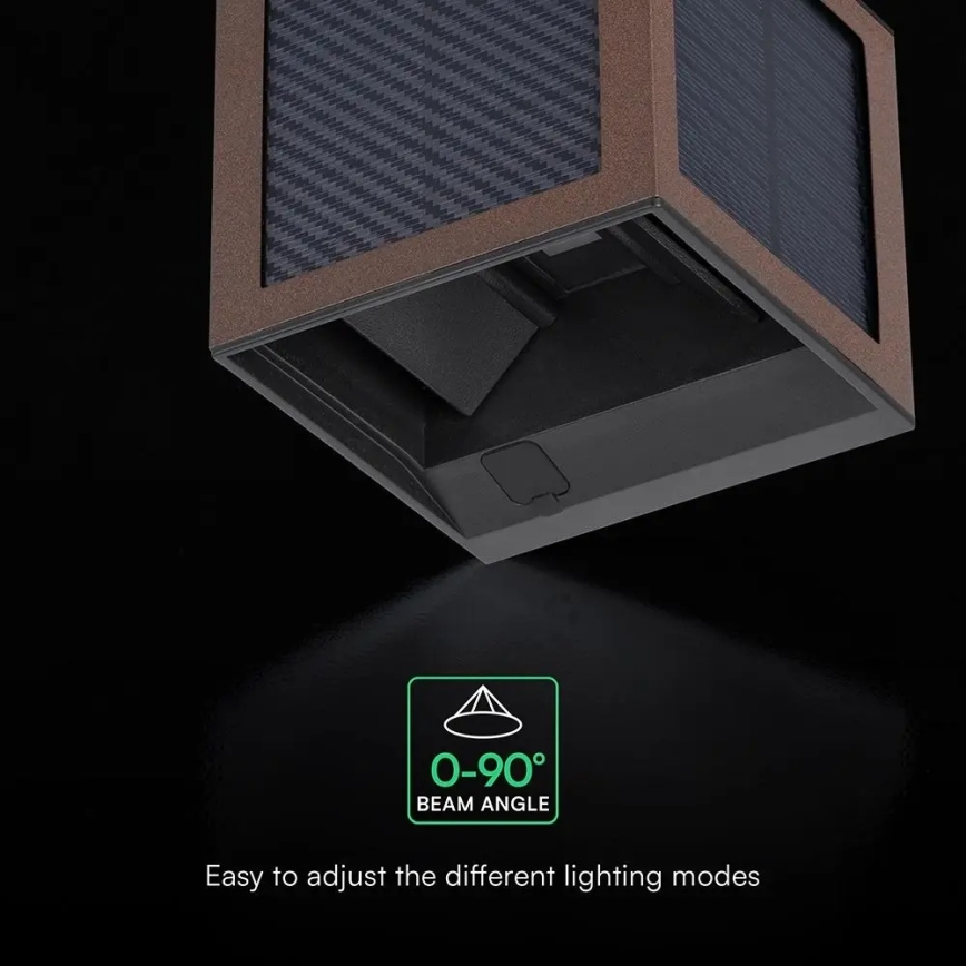 LED solcellsdriven vägglampa med sensor LED/9W/3,7V 3000/4000/6000K IP65 2600 mAh brun