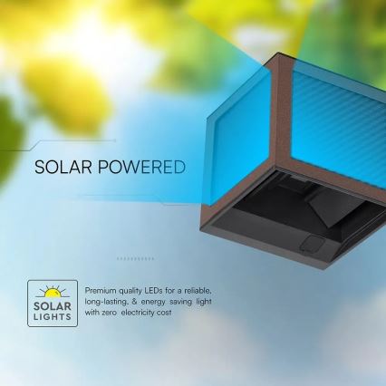 LED solcellsdriven vägglampa med sensor LED/9W/3,7V 3000/4000/6000K IP65 2600 mAh brun