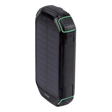 Solcellsladdare Power Bank med ficklampa Power Delivery 30000mAh/20W/5V svart